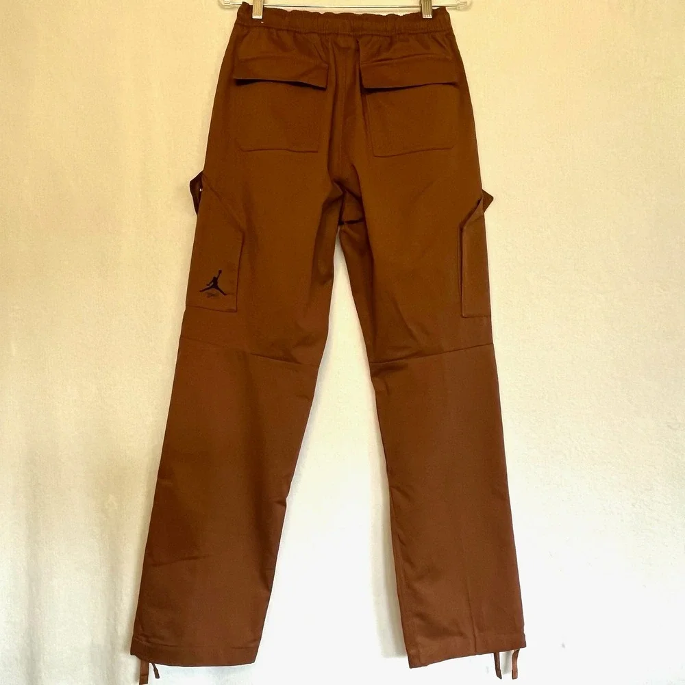 Jordan Men Cargo Pants Active Size S Rust Brown Cotton Blend Casual Logo Jumpman